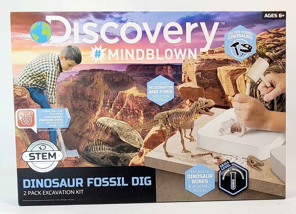 NEW Discovery Mindblown STEM 2 Dinosaur Fossil Dig Kit Velociraptor And T-Rex